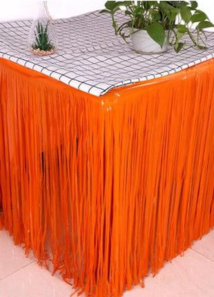 Оранжевый дождик для фотозоны или украшения стола - высота 74см, ширина 2,74метра