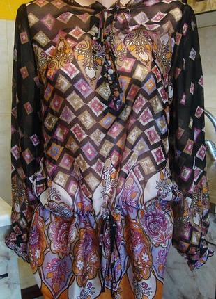 Туника черно-розовая next размер 12 м румыния 100%шелк