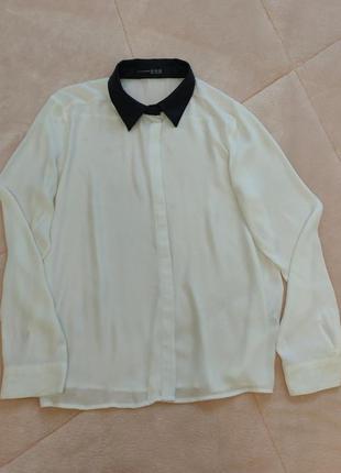Блузка с воротником из экокожи1 фото