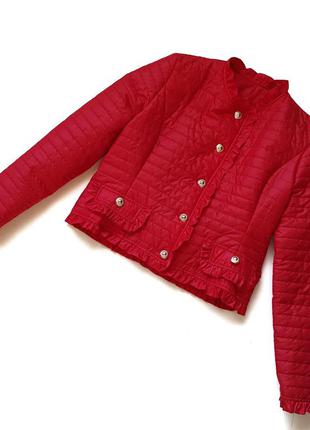 Куртка тонка жіноча на гудзиках весна/літо червона3 фото