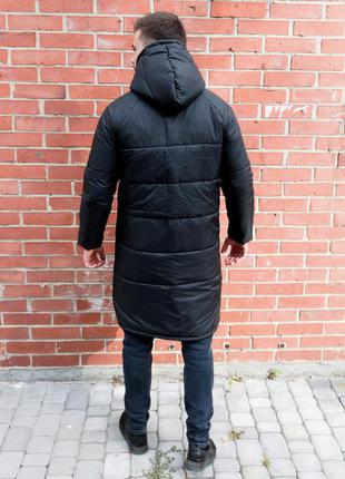 Крутой зимний двухсторонний черный-камуфляж удлиненный пуховик4 фото