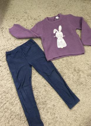 Комплект на девочку - свитер + лосинки, lc waikiki, размер 104-110 см