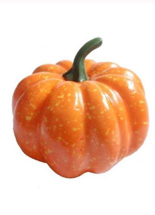 Тыква на хэллоуин маленькая, оранжевая - диаметр тыквы 8см, пенопласт, пластик4 фото