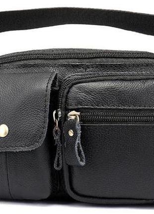 Поясна шкіряна чоловіча сумка флотар vintage 14740 чорна