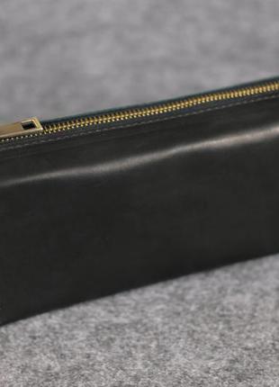 Черный кожаный кошелек-клатч универсальный k00026-6