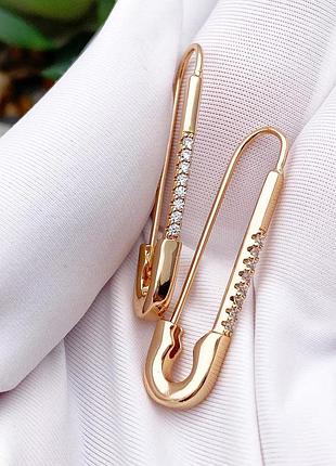 Серьги булавки с камнями медсплав медзолото медицинское золото