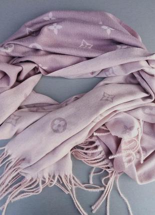 Шарф жіночий в стилі louis vuitton бузково рожевий теплий