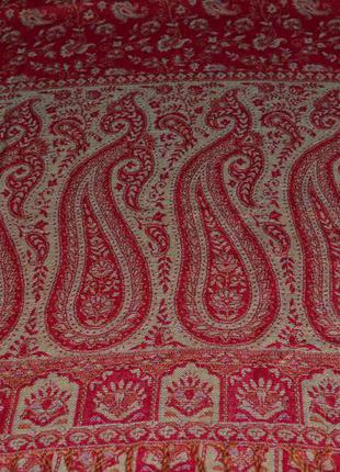 Настоящая индийская пашмина палантин pashmina 100% kashmiri made in india 202*70 красная