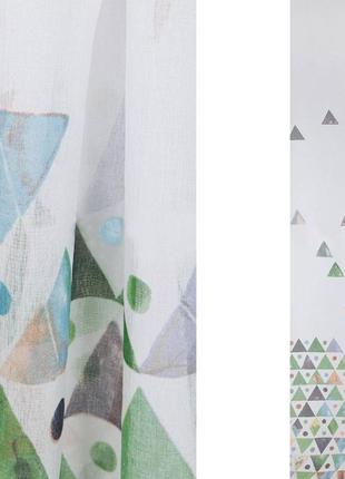 Тюль лен в детскую комнату зеленого цвета геометрия