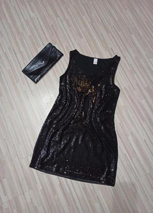 Нарядное мини платье с паетками.vila1 фото