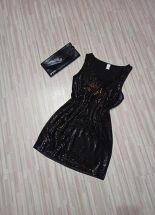 Нарядное мини платье с паетками.vila4 фото