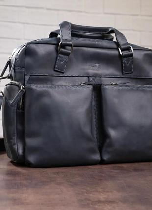 Стильная вместительная кожаная  винтажная сумка деловая для ноутбука мужская crazy horse1 фото