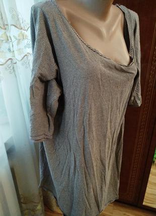 Длинная туника футболка платье на одно плечо, 54-621 фото