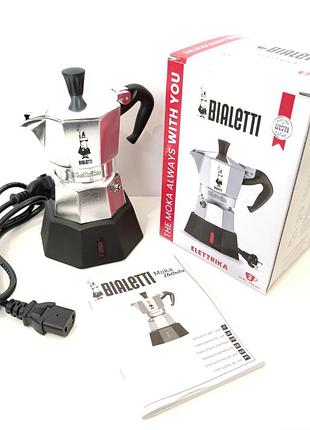 Кавоварка гейзерна bialetti new moka elettrika 2021(електрична) на 2 чашки 90 мл