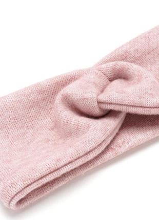 Повязка-чалма на голову из ангоровой ткани розовая2 фото