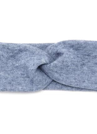 Повязка-чалма на голову из ангоровой ткани синяя1 фото