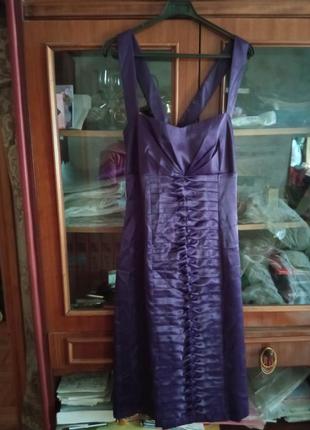 Платье атласное фиолетовое, размер м-л, фирма oggi2 фото