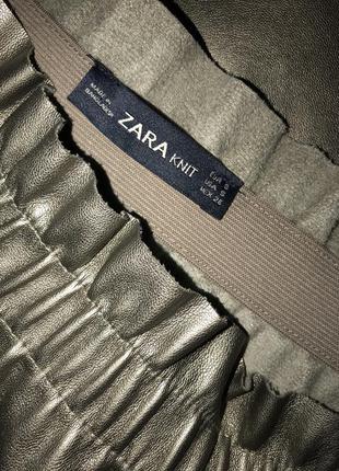 🌿блестящая кожаная юбка zara юбка на резинке из екокожи5 фото