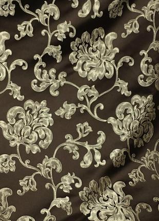 Портьерная ткань для штор жаккард шоколадного цвета с рисунком