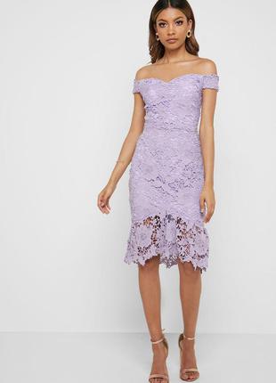 Красивое кружевное платье лиловое гипюровое