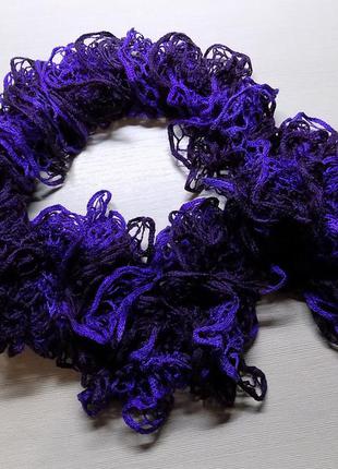 Шарф нарядный фиолетовый ажурная вязка2 фото