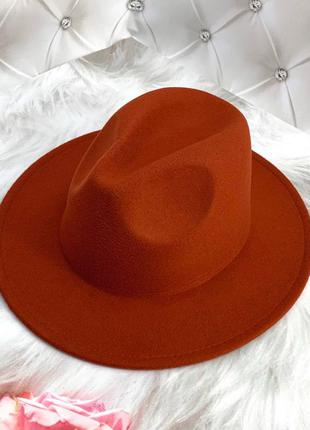 Шляпа федора терракотового цвета1 фото