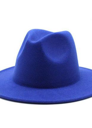 Шляпа федора синий электрик5 фото