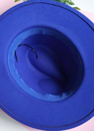 Шляпа федора синий электрик4 фото