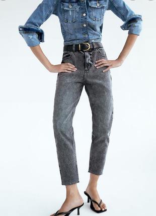 Zara джинсы mom fit z1917 ankle length момы мом серые черные 
новые 38 размер2 фото