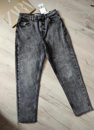 Zara джинсы mom fit z1917 ankle length момы мом серые черные 
новые 38 размер7 фото