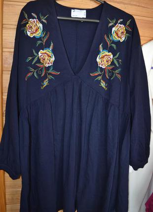 Натуральное вышитое платье asos из хлопка с вышивкой в цветы! вышиванка5 фото