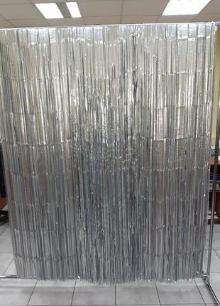 Завіса дощик матовий срібло - висота 2м, ширина 1м5 фото