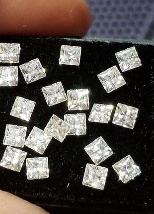 Moissanite муассанит 4 мм  белый 0.25 ct princess moissanite5 фото