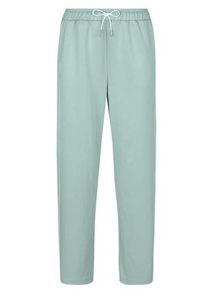 Стильні джоггеры спорт штани фісташка м'ята з лампасами pale blue satin piped side wide leg jogger2 фото