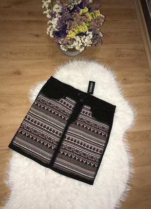 🌿джинсовая юбка с вышивкой esmara короткая юбка в орнамент1 фото