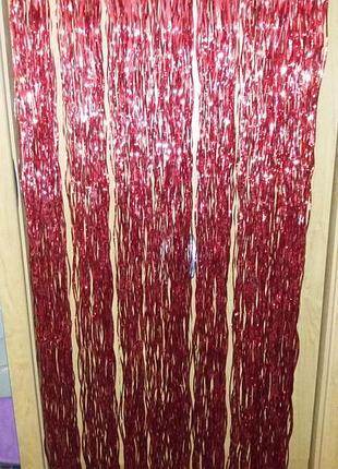 Червоний дощик, хвилястий - висота 1,5 м, ширина 24см