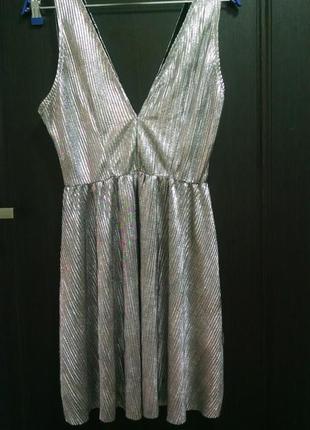 Праздничное платье р. 42 h&m металлик4 фото