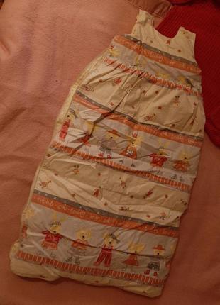 Детский спальный мешок- маечка на молнии, пух, 110см.