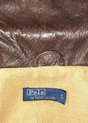 Коричневая винтажная кожаная куртка polo by ralph lauren vintage5 фото