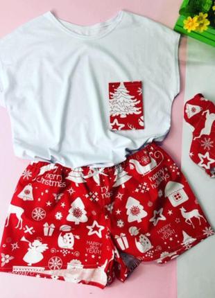 Новорічна бавовняна піжама жіноча. домашній одяг для дому та сну