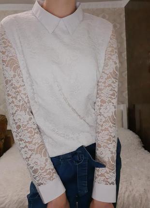 Блузка. белая блузка. блузка  с рукавом6 фото