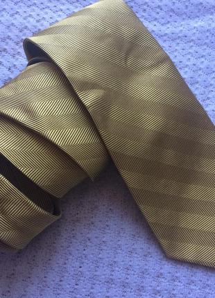 Шелковый золотистый фактурный галстук
