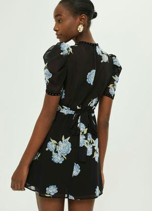 Шифонова готичну сукні з об'ємними рукавами-ліхтариками квітковий принт оксамит2 фото