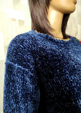 Стильный плюшевый свитер джемпер оверсайз с вышивкой от  wild flower6 фото