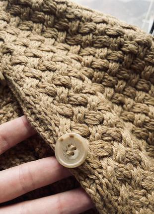 Шерстяной кардиган свитер с поясом светло- коричневый7 фото
