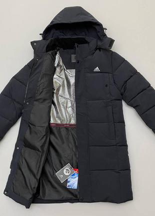 Мужская теплая куртки adidas на зиму, парка длинная темно синяя с капюшоном футбольные куртки3 фото