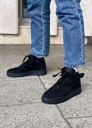 Мужские кроссовки nike air force classic hight black suede