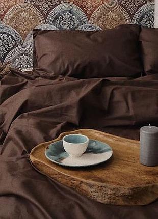 Постільна білизна / однотонний комплект постільної білизни, колір коричневий (шоколад), 💯 бавовна