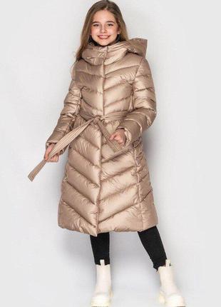 Зимовий стьобаний пуховик пальто для дівчинки