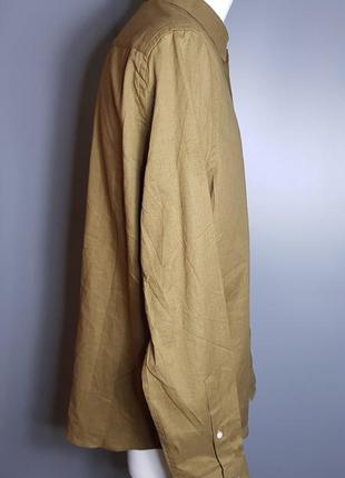 Рубашка в составе лен коричневая regular fit ровная h&m3 фото